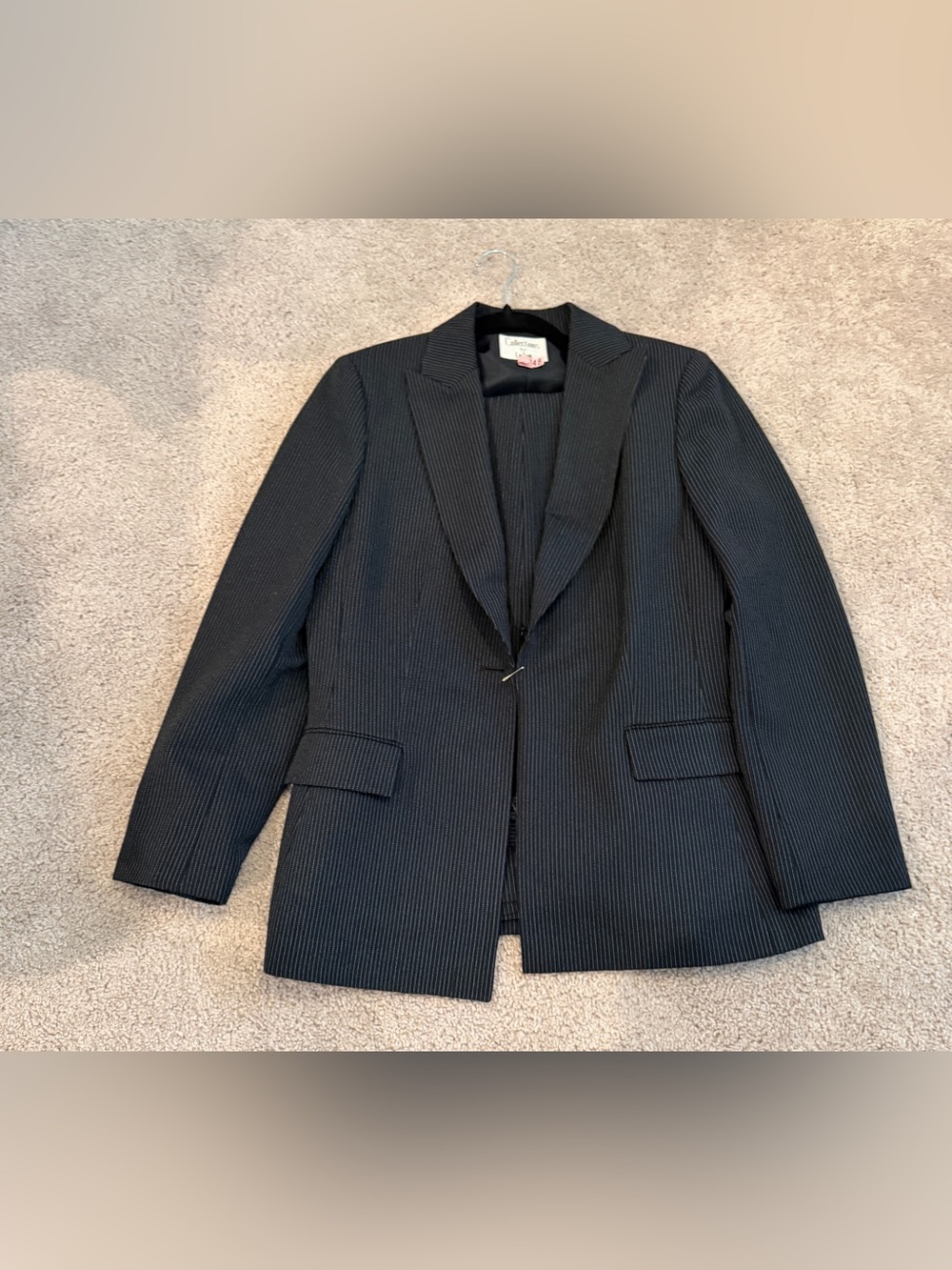 2 PC Women’s Dark Blue Pinstripe Single-Button Blazer w Pants
